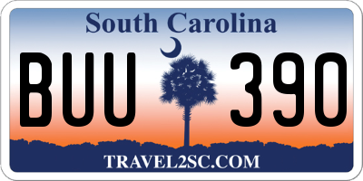 SC license plate BUU390