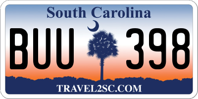 SC license plate BUU398
