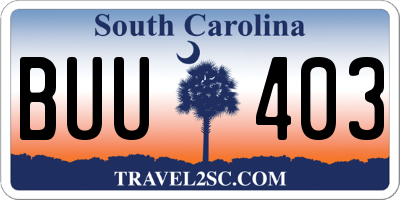SC license plate BUU403