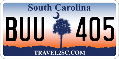 SC license plate BUU405