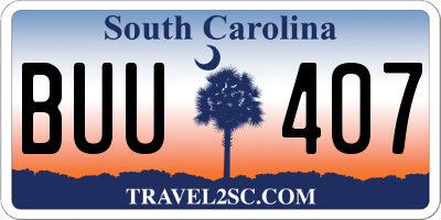 SC license plate BUU407