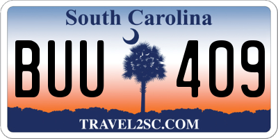 SC license plate BUU409