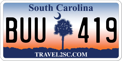 SC license plate BUU419