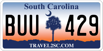 SC license plate BUU429