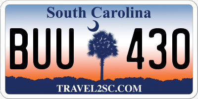 SC license plate BUU430