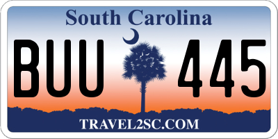 SC license plate BUU445