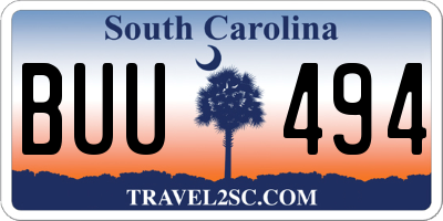 SC license plate BUU494