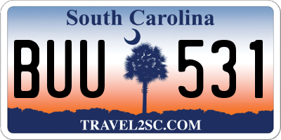 SC license plate BUU531