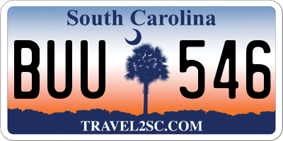 SC license plate BUU546