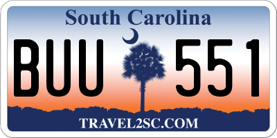 SC license plate BUU551