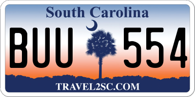 SC license plate BUU554