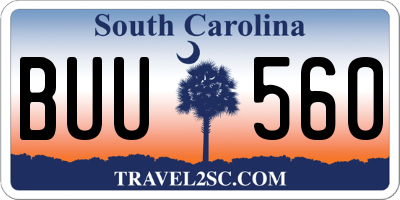 SC license plate BUU560