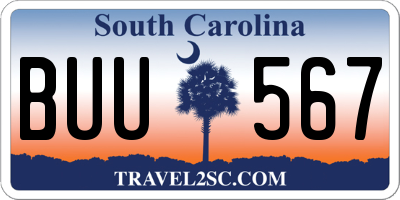 SC license plate BUU567