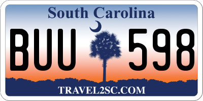 SC license plate BUU598