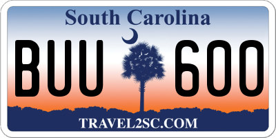 SC license plate BUU600
