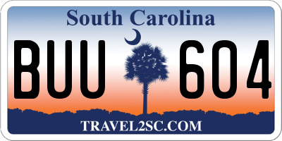SC license plate BUU604