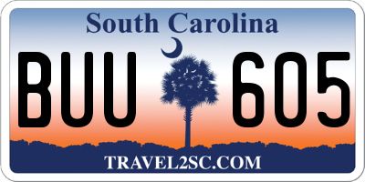 SC license plate BUU605