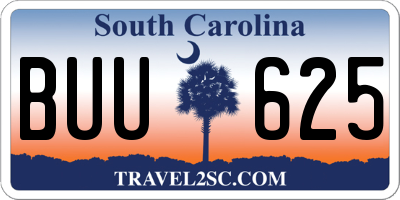 SC license plate BUU625
