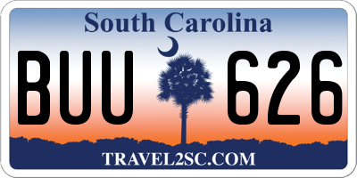 SC license plate BUU626