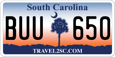 SC license plate BUU650