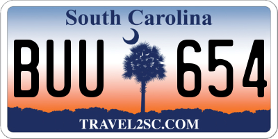 SC license plate BUU654