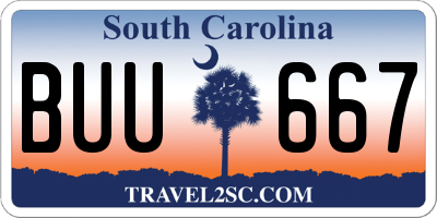 SC license plate BUU667