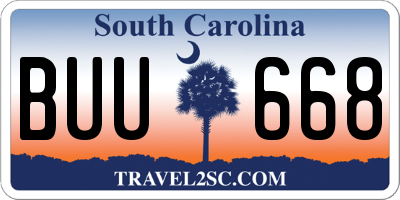 SC license plate BUU668