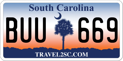 SC license plate BUU669