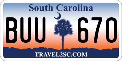 SC license plate BUU670