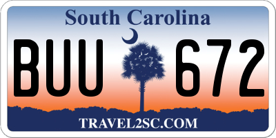 SC license plate BUU672