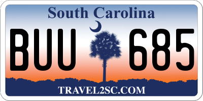 SC license plate BUU685