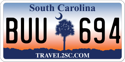 SC license plate BUU694