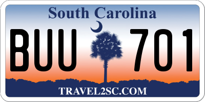 SC license plate BUU701