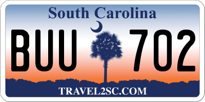 SC license plate BUU702
