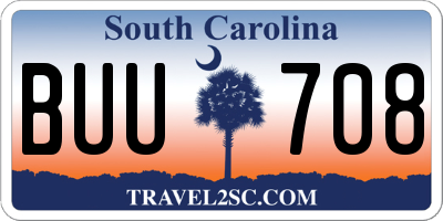 SC license plate BUU708