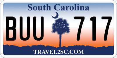 SC license plate BUU717