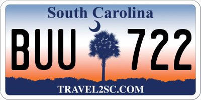 SC license plate BUU722