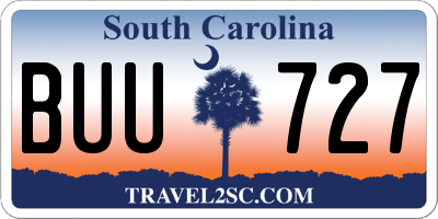SC license plate BUU727
