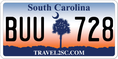 SC license plate BUU728