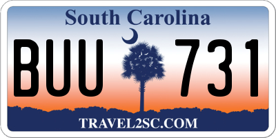 SC license plate BUU731