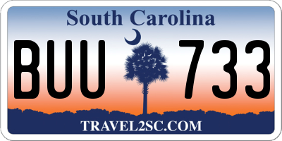 SC license plate BUU733