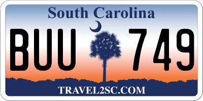 SC license plate BUU749