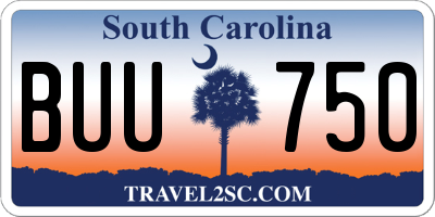 SC license plate BUU750