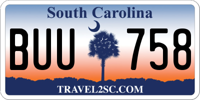 SC license plate BUU758