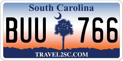SC license plate BUU766