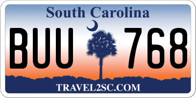 SC license plate BUU768