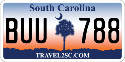 SC license plate BUU788