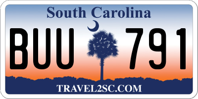 SC license plate BUU791