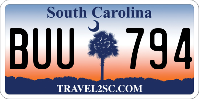 SC license plate BUU794