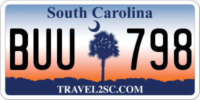 SC license plate BUU798